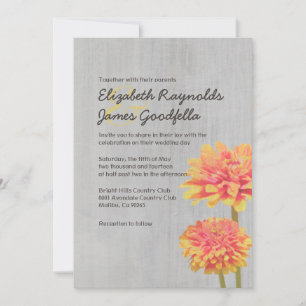 Vintage Zinnia-bröllopsinbjudningar Inbjudningar
