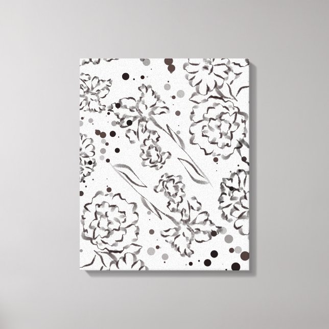 Vintage Zinnia Flowers Teckning Canvastryck (Framsida)