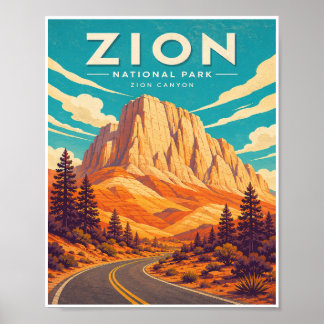 Vintage Zion National Park Resa Poster