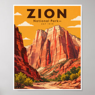 Vintage Zion National Park Resa Poster