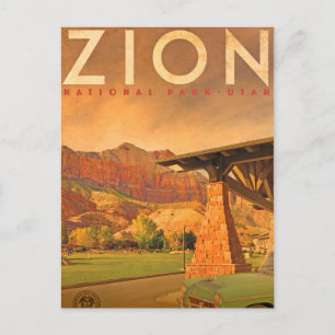 Vintage Zion National Park Utah Travel Postcard Vykort