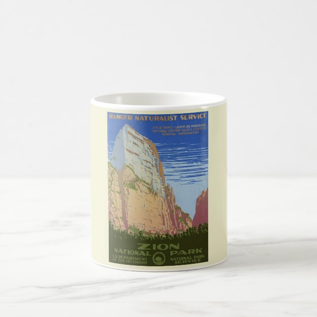 Vintage Zion nationalpark Poster Kaffemugg (Center)