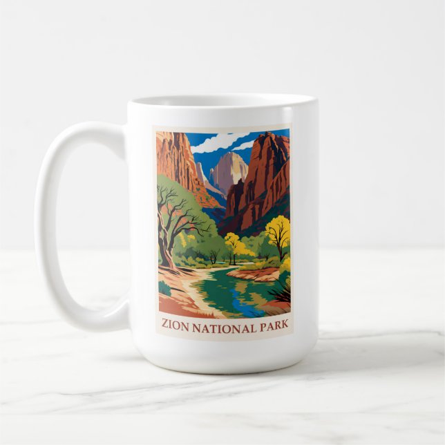 Vintage Zion nationalpark Utah-bergen Kaffemugg (Vänster)