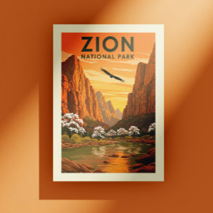 Vintage Zion nationalpark Vykort