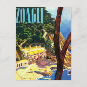 Vintage Zoagli Genova Italien Turism Vykort
