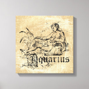 Vintage Zodiac Aquarius Canvastryck