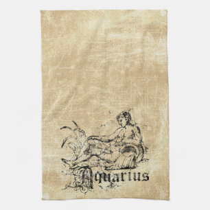 Vintage Zodiac Aquarius Kökshandduk