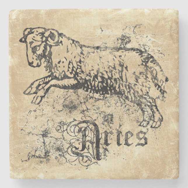 Vintage Zodiac Aries Stenunderlägg (Framsidan)