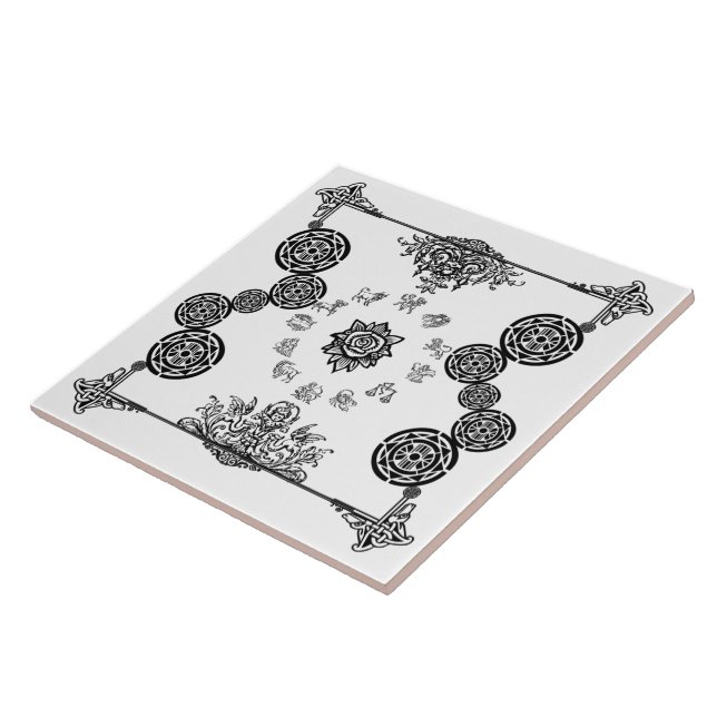 Vintage Zodiac Art Deco Design Tile Kakelplatta (Sidan)