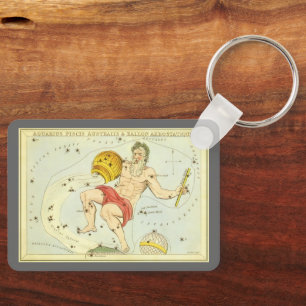 Vintage Zodiac, Astrology Aquarius Constellation Nyckelring