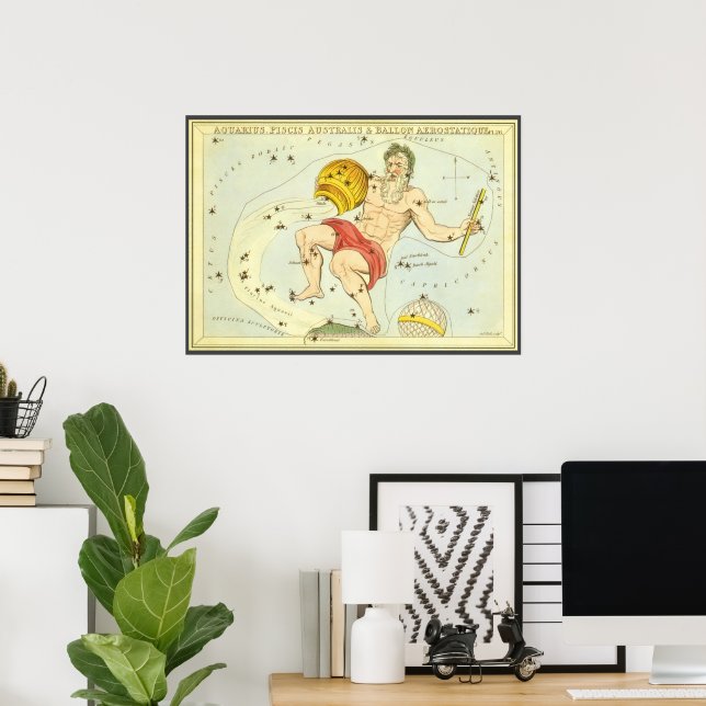 Vintage Zodiac, Astrology Aquarius Constellation Poster (Hemmakontoret)