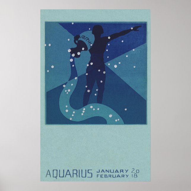 Vintage Zodiac Astrology, Aquarius Constellation Poster (Framsidan)