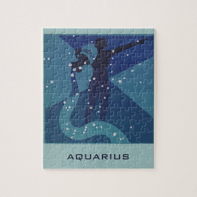 Vintage Zodiac Astrology, Aquarius Constellation Pussel (Vertikal)