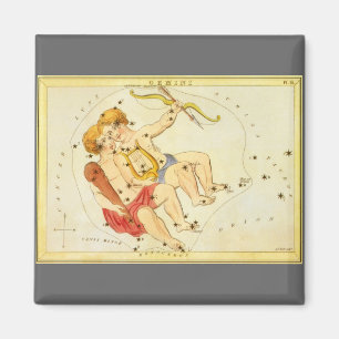 Vintage Zodiac Astrology Gemini Twin Constellation Magnet