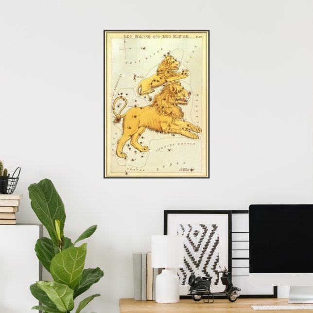 Vintage Zodiac, Astrology Leo Lejon Constellation Poster (Hemmakontoret)
