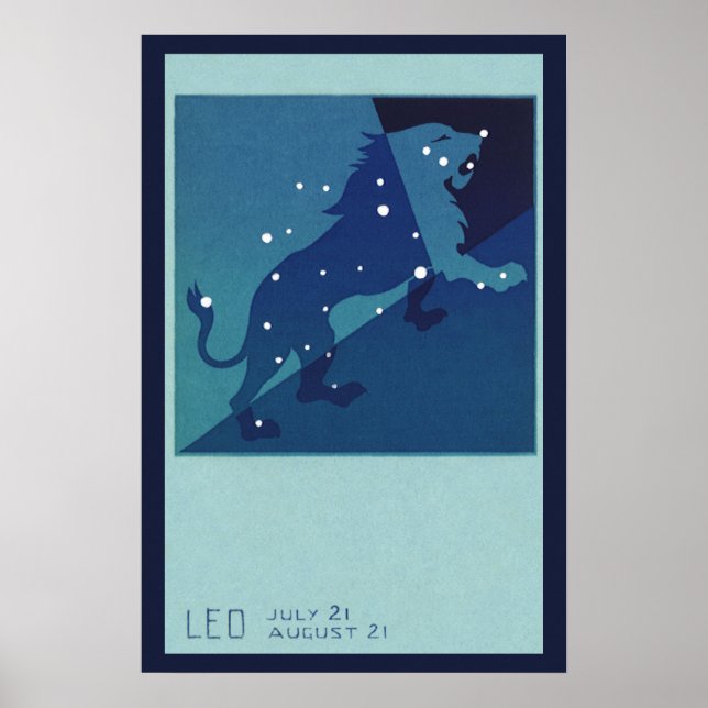 Vintage Zodiac Astrology Leo Lejon Constellation Poster (Framsidan)