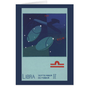 Vintage Zodiac Astrology Libra Constellation Hälsningskort