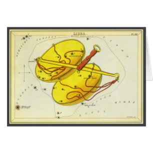 Vintage Zodiac Astrology Libra  Constellation Hälsningskort