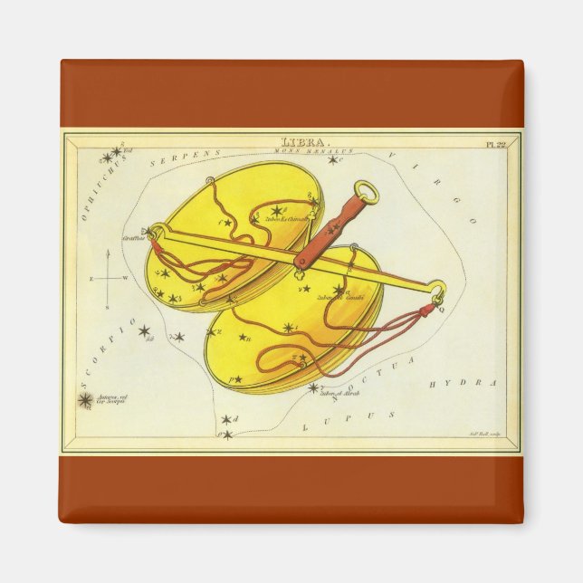 Vintage Zodiac Astrology Libra  Constellation Magnet (Framsidan)