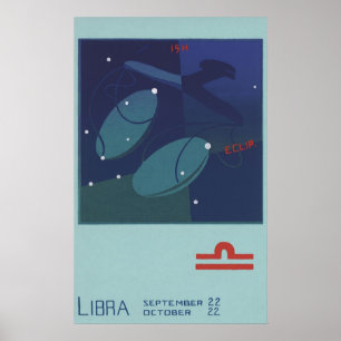 Vintage Zodiac Astrology Libra Constellation Poster