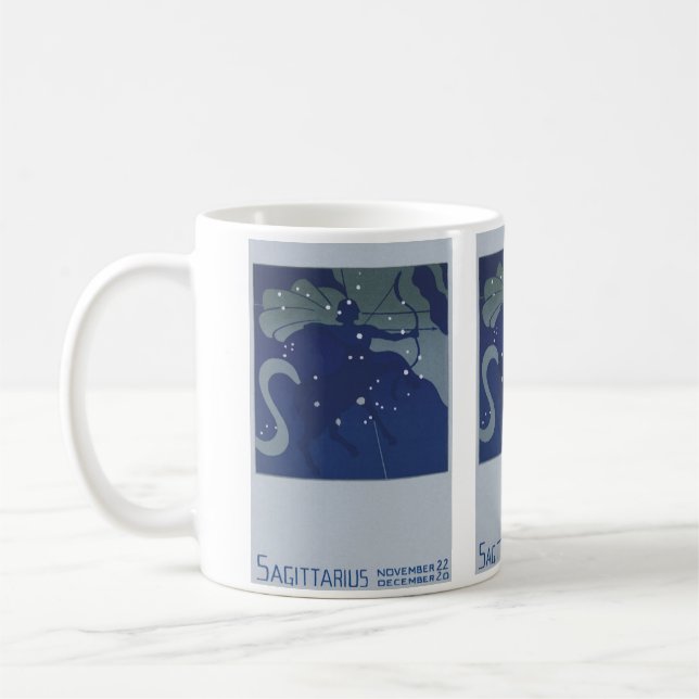 Vintage Zodiac Astrology Sagittarius Constellation Kaffemugg (Vänster)