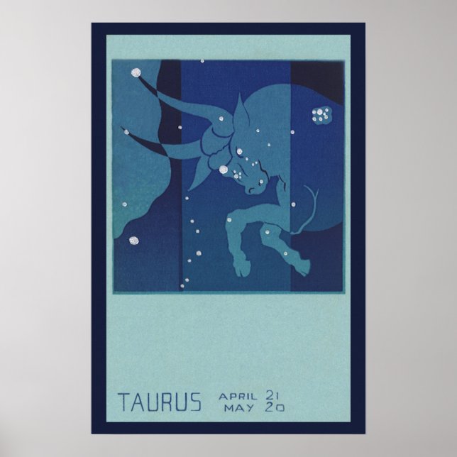 Vintage Zodiac Astrology, Taurus Constellation Poster (Framsidan)