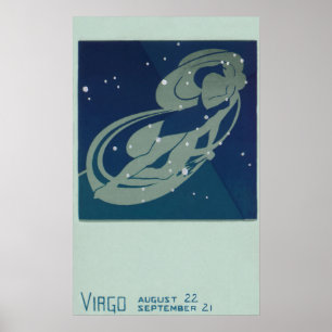 Vintage Zodiac Astrology, Våg Constellation Poster