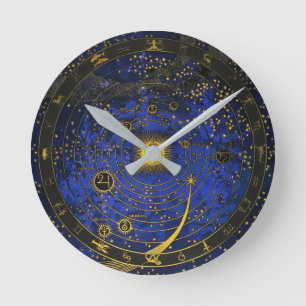 Vintage Zodiac Celestial Astrology Rund Klocka