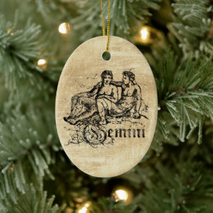 Vintage Zodiac Gemini Julgransprydnad Keramik