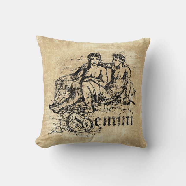 Vintage Zodiac Gemini Kudde (Framsida)