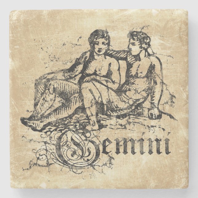 Vintage Zodiac Gemini Stenunderlägg (Framsidan)