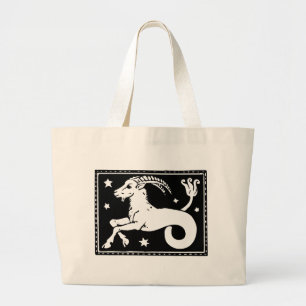 Vintage Zodiac Image Capricorn Totebag Jumbo Tygkasse
