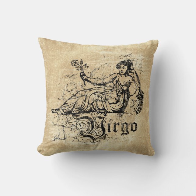 Vintage Zodiac Jungfrun Kudde (Framsida)