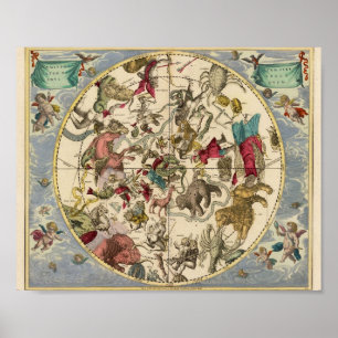 Vintage Zodiac Karta Poster