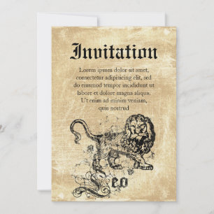 Vintage Zodiac Leo Inbjudningar