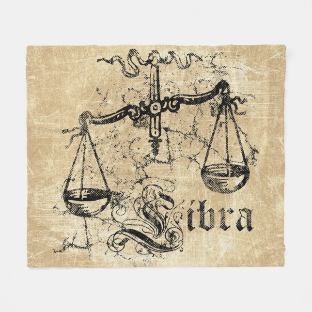 Vintage Zodiac Libra Fleecefilt (Framsidan (Horisontell))