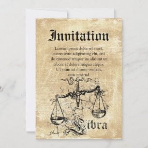 Vintage Zodiac Libra Inbjudningar
