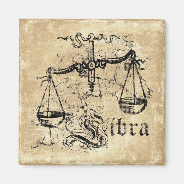 Vintage Zodiac Libra Magnet (Framsidan)