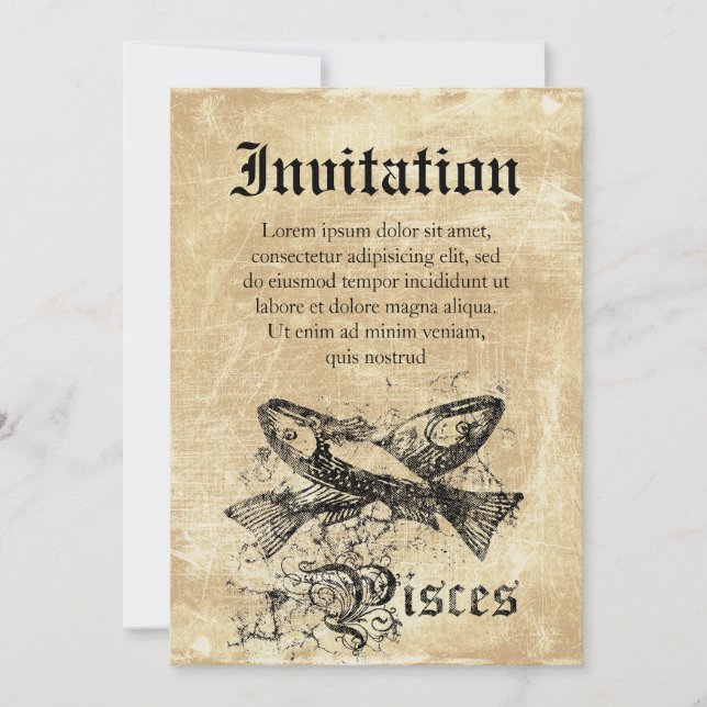 Vintage Zodiac Pisces Inbjudningar (Framsida)