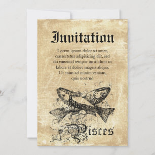 Vintage Zodiac Pisces Inbjudningar
