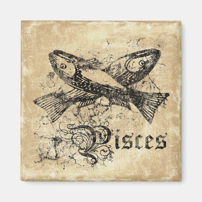 Vintage Zodiac Pisces Magnet (Framsidan)