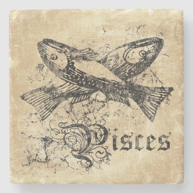 Vintage Zodiac Pisces Stenunderlägg (Framsidan)