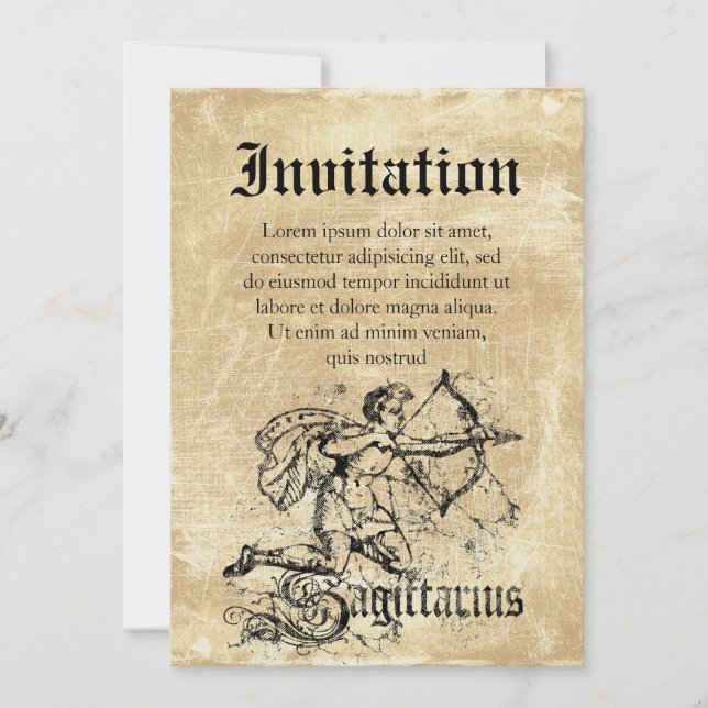 Vintage Zodiac Sagittarius Inbjudningar (Framsida)
