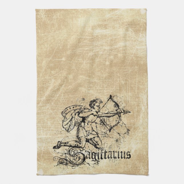 Vintage Zodiac Sagittarius Kökshandduk (Vertikal)