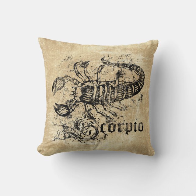 Vintage Zodiac Scorpio Kudde (Framsida)