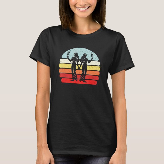 Vintage Zodiac Sign Gemini T Shirt (Framsida)