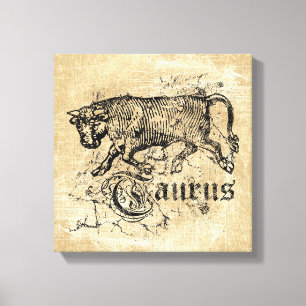 Vintage Zodiac Taurus Canvastryck
