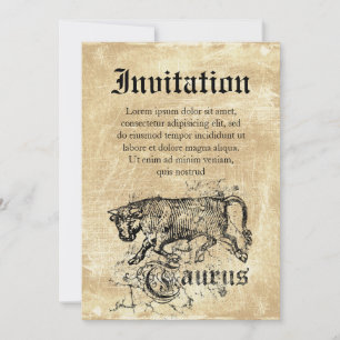 Vintage Zodiac Taurus Inbjudningar