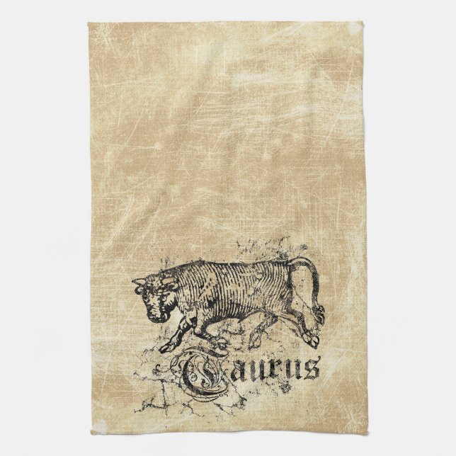 Vintage Zodiac Taurus Kökshandduk (Vertikal)