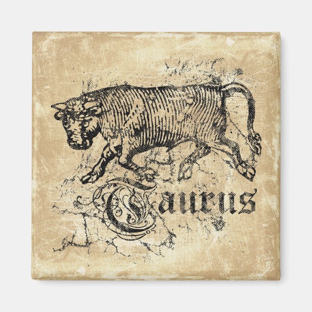Vintage Zodiac Taurus Magnet (Framsidan)